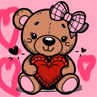 teddy bear hugging a heart