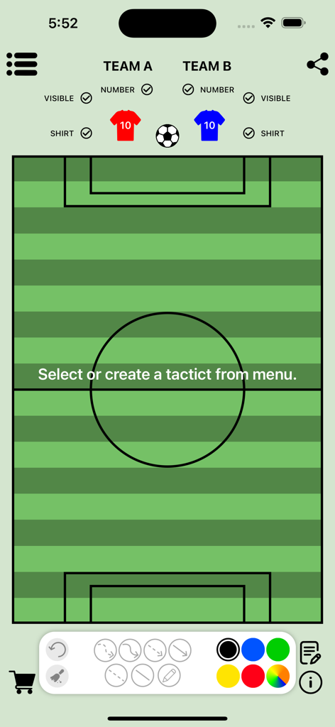 Soccer Tactics Board - Soccer Tactics Board app showing a virtual soccer pitch for coaching strategy.