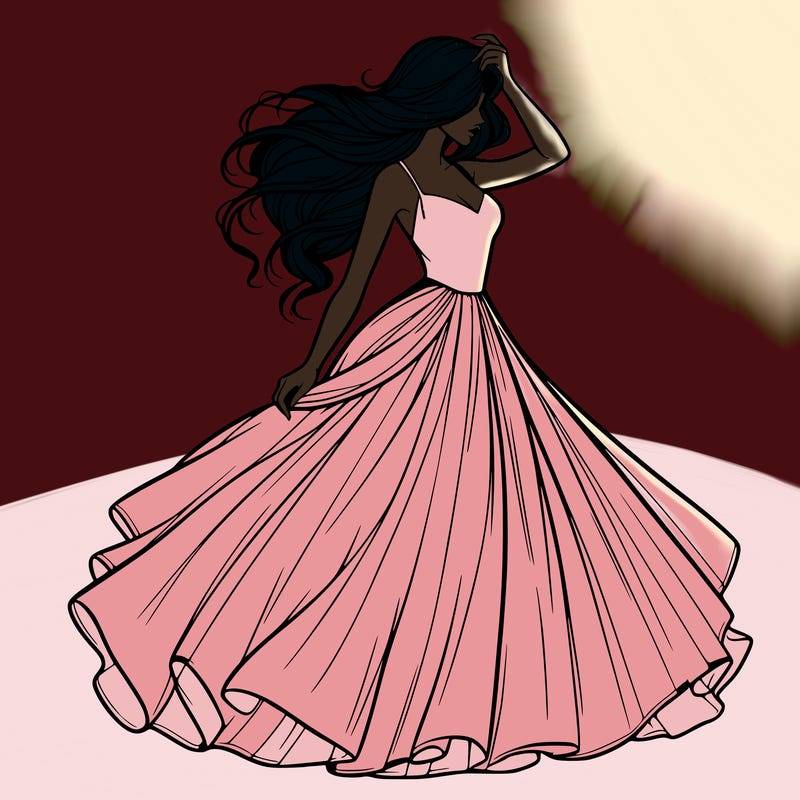 realistic woman with dress flowing in the wind