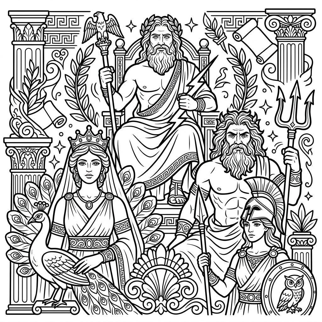2 Roman Gods & Goddesses Coloring Pages | Free Printable — Color Pop