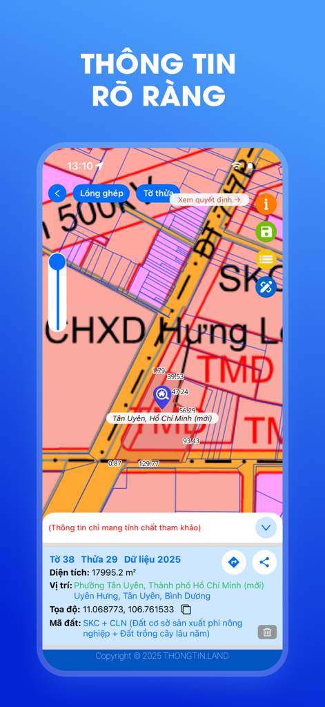 Vietnamese real estate map showing land planning and cadastral data