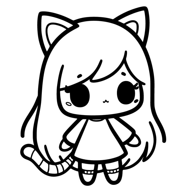 girl with cat ears and tail