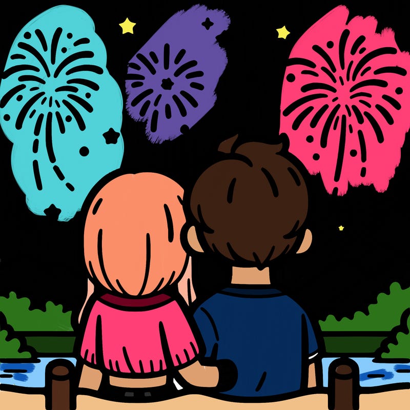 couple watching fireworks