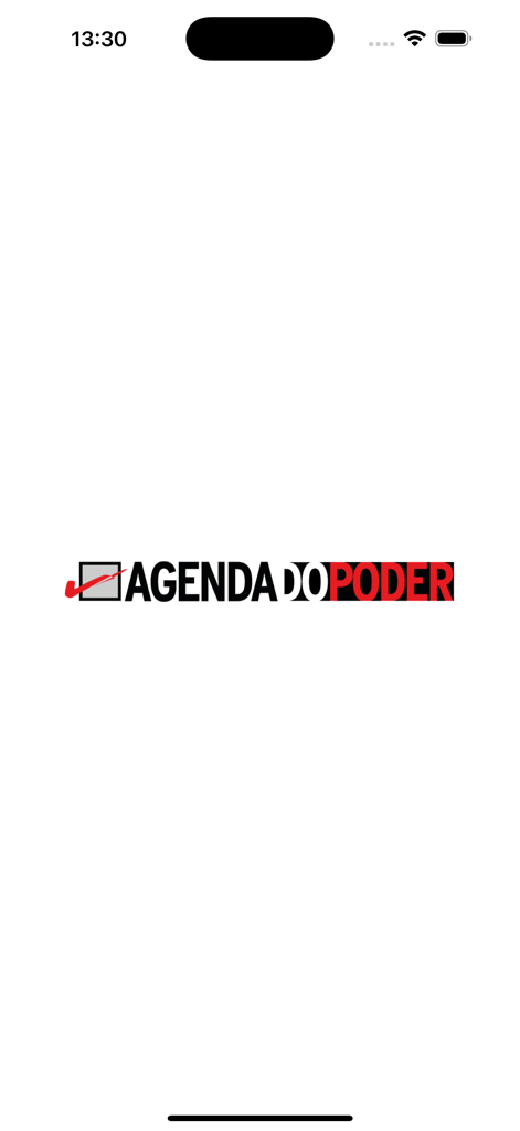 Agenda do Poder logo with a red checkmark on a white splash screen background