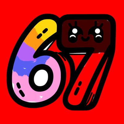 the numbers 67