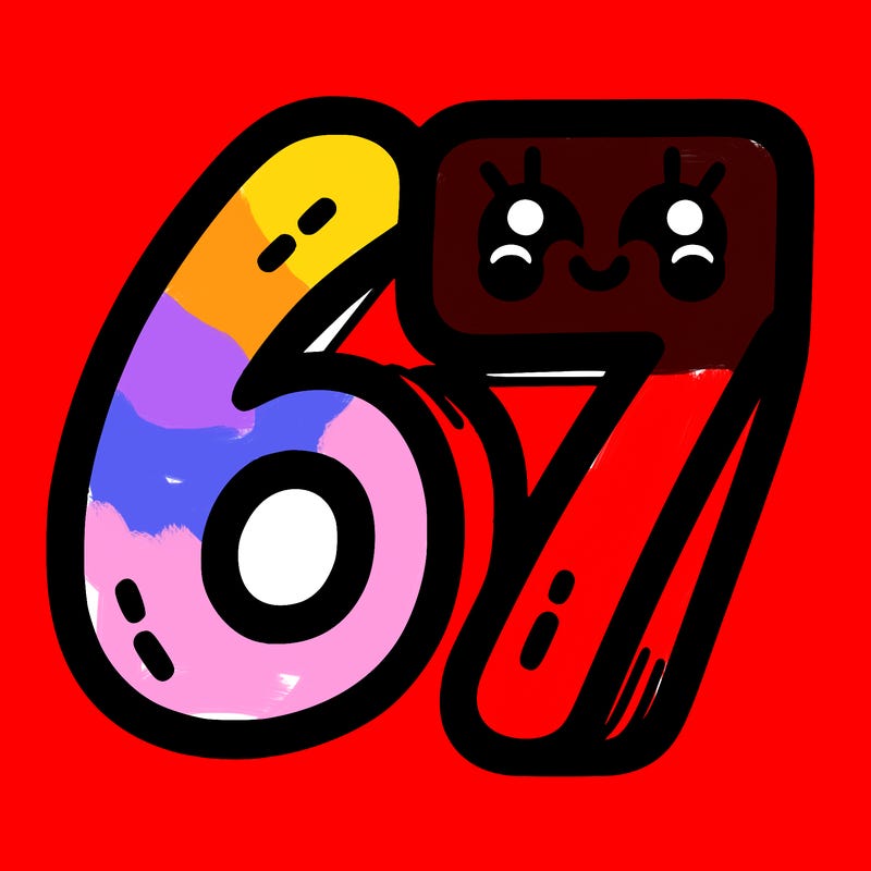 the numbers 67