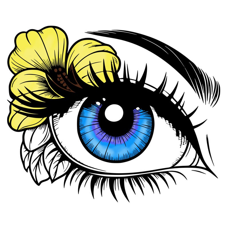 realistic eye with flower