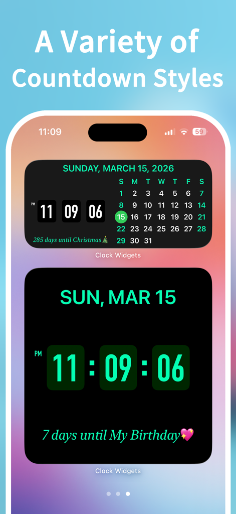 Clock Widget - Ultra HD Time - Variety of aesthetic countdown and clock widgets on iPhone