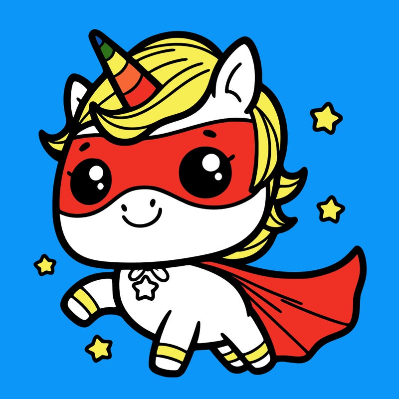 cute superhero unicorn