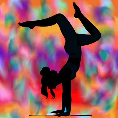 a woman doing a handstand
