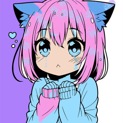 shy anime catgirl