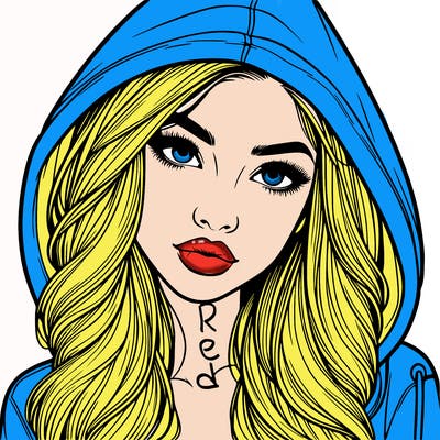 realistic beautiful girl with a hood on