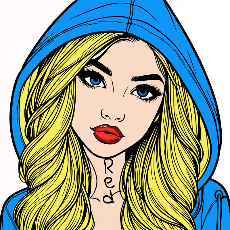 realistic beautiful girl with a hood on