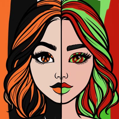 realistic girl split half