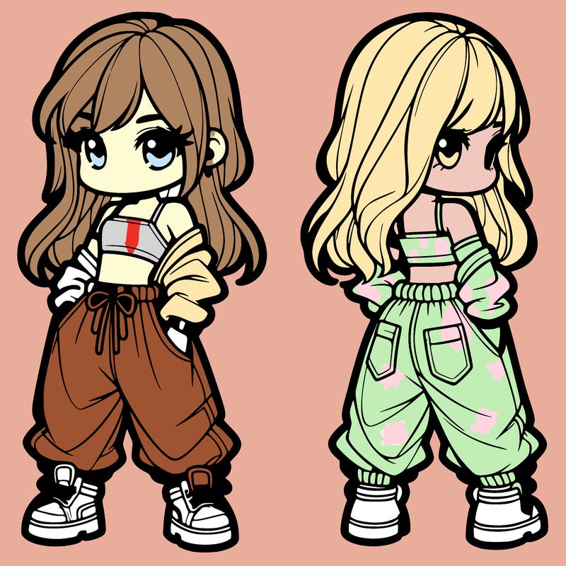 girl in crop top and baggy pants