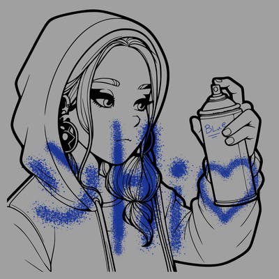 a realistic girl, spray painting