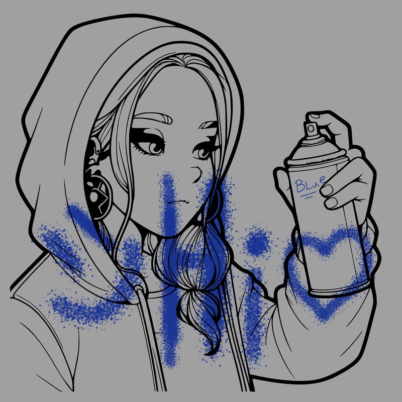 a realistic girl, spray painting
