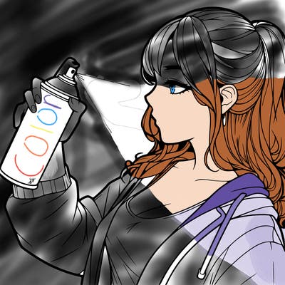 a realistic girl spray, painting