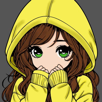 realistic shy girl with hoodie