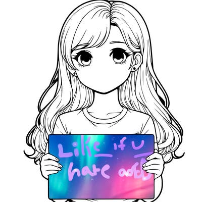 realistic girl holding a sign
