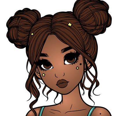 realistic girl with space buns
