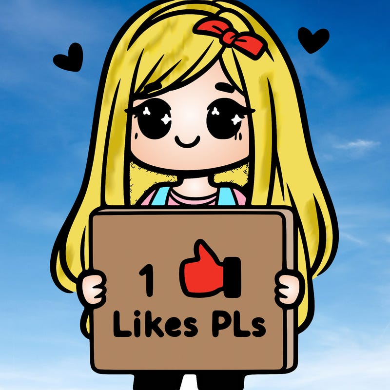 girl holding a sign saying 10 likes pls