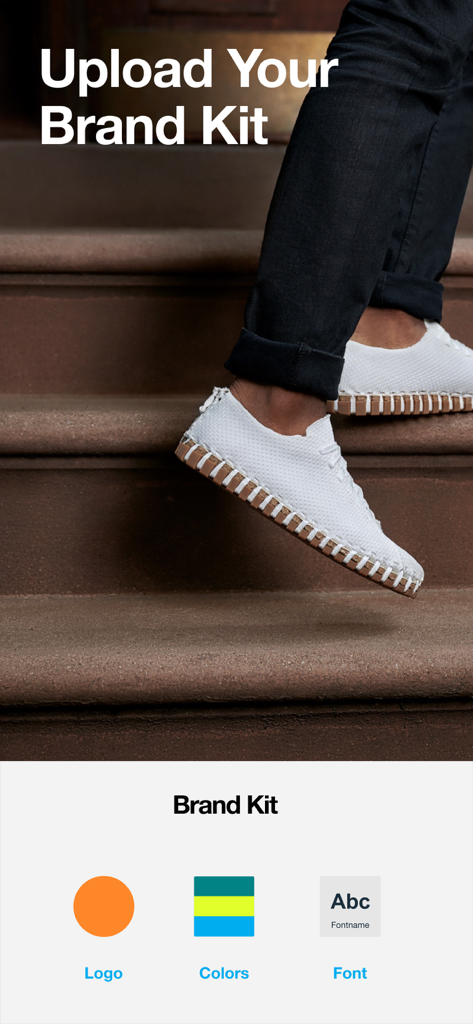 Professional video editor interface showing brand kit options for logo colors and fonts