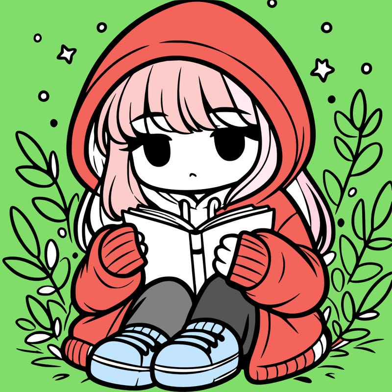 girl in oversized hoodie reading a book