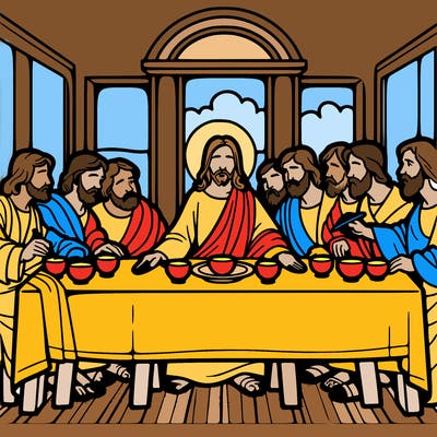 jesus shares the last supper with twelve apostles