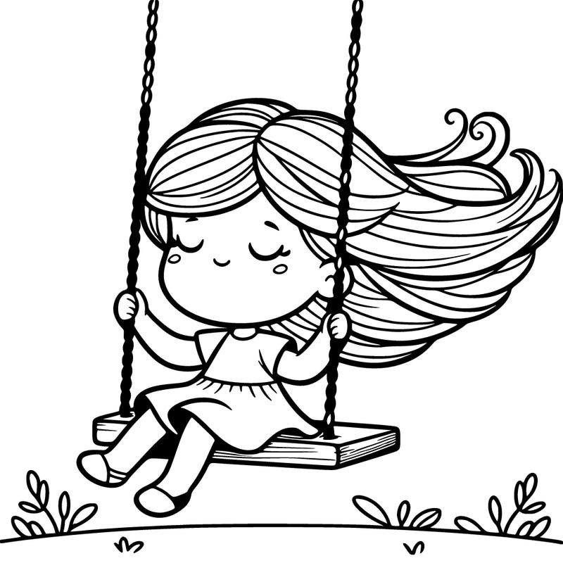 girl swinging on a swing with her hair blowing in the wind