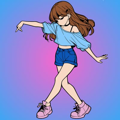 realistic girl danceing