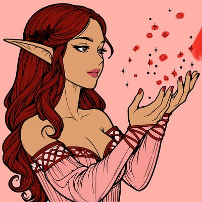 realistic elf girl doing magic