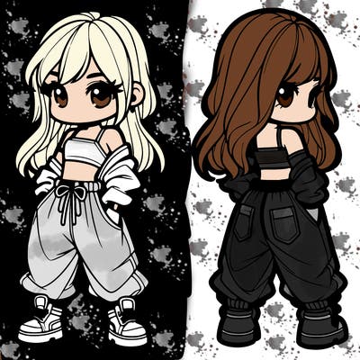 girl in crop top and baggy pants