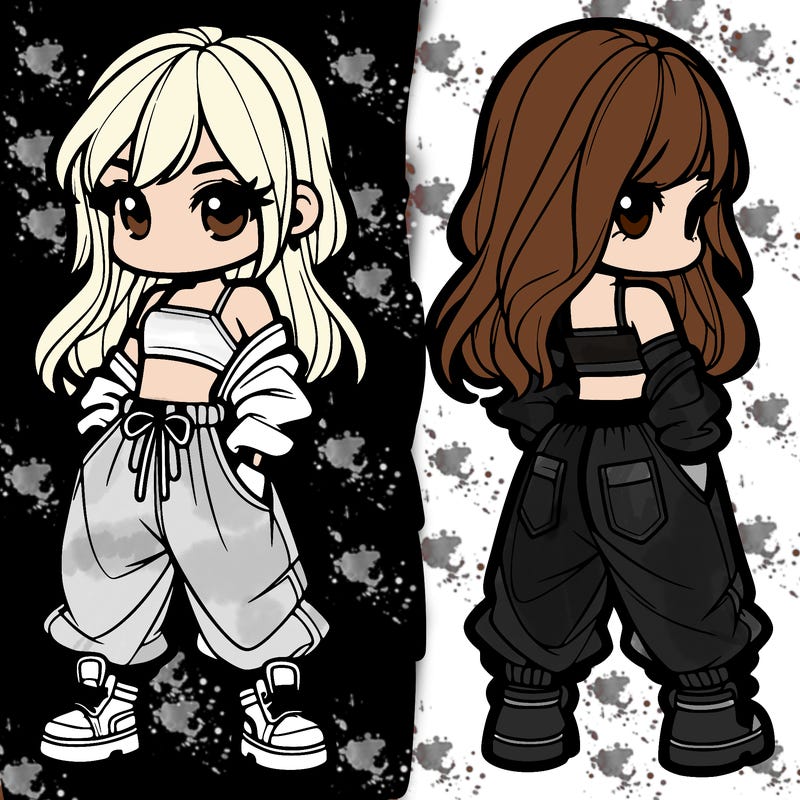 girl in crop top and baggy pants