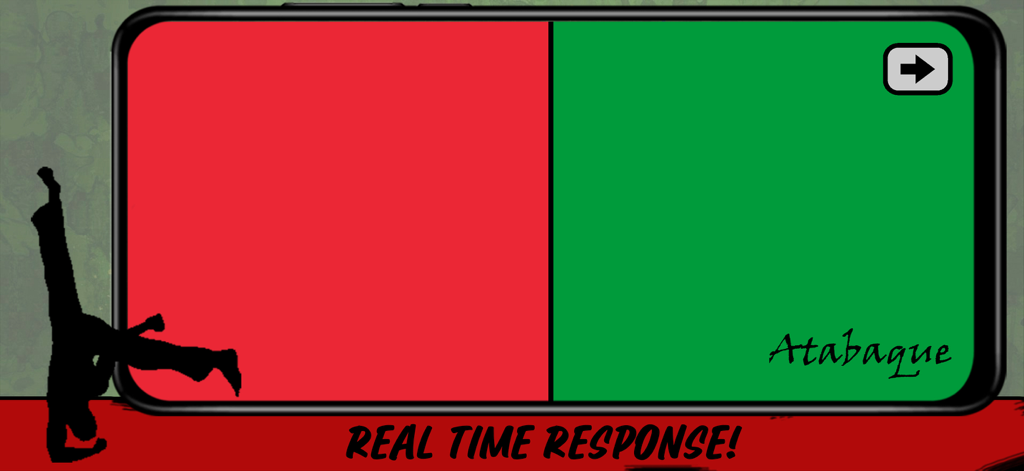 Smartphone screen displaying atabaque drum pads for real time capoeira music practice