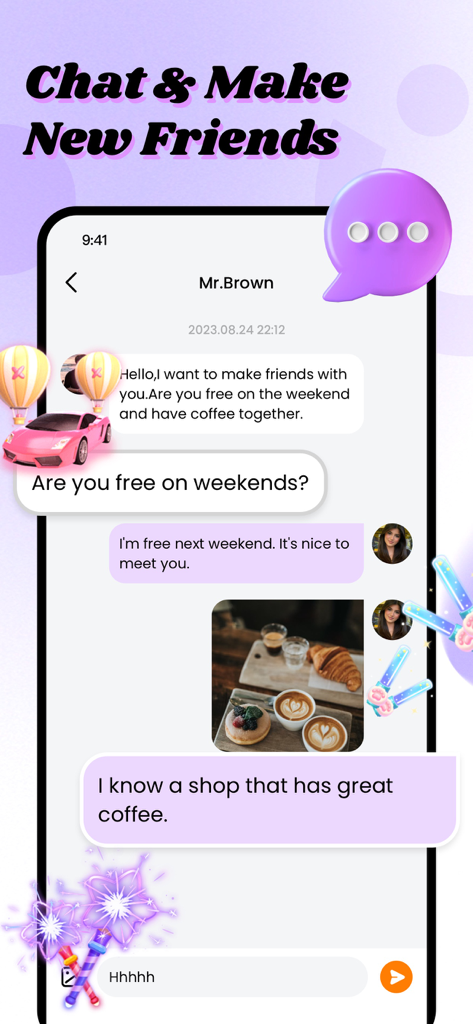 Tikko Live app chat interface showing a conversation between two users making plans to meet for coffee
