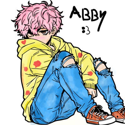 a male hoddie ripped jeans messy hair anime