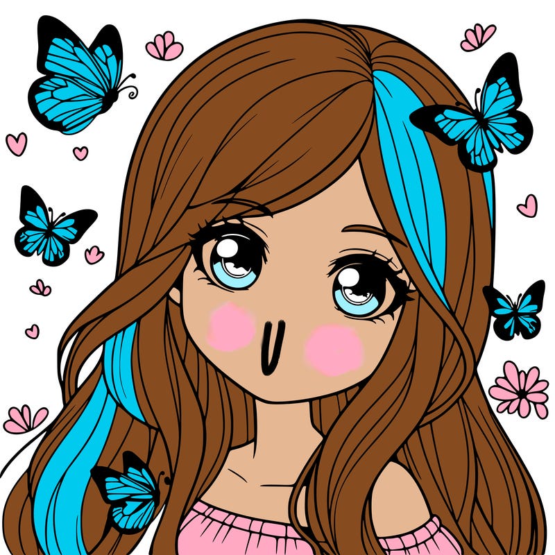 realistic girl with butterflies around her