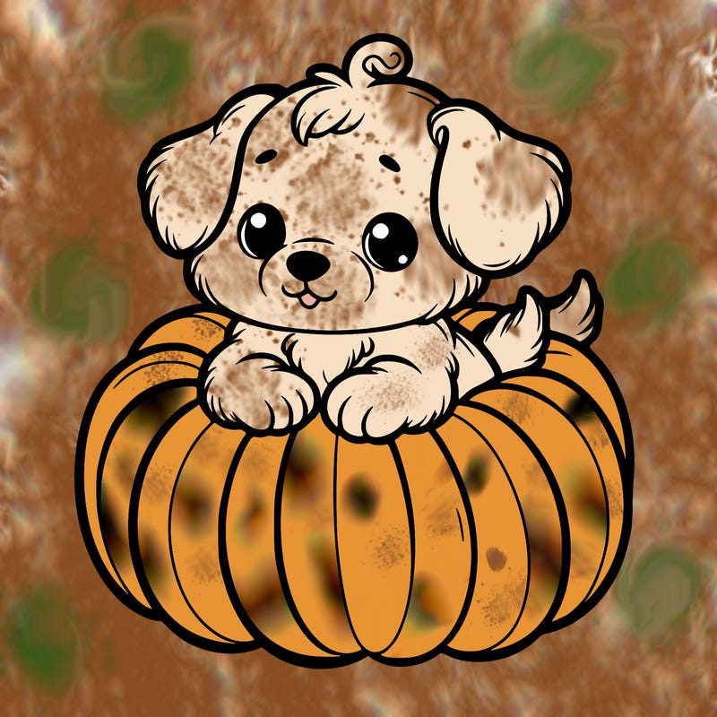 cute little puppy in a pumpkin