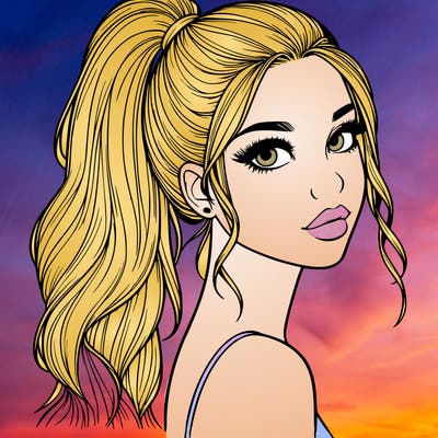 realistic pretty girl with high pony tail