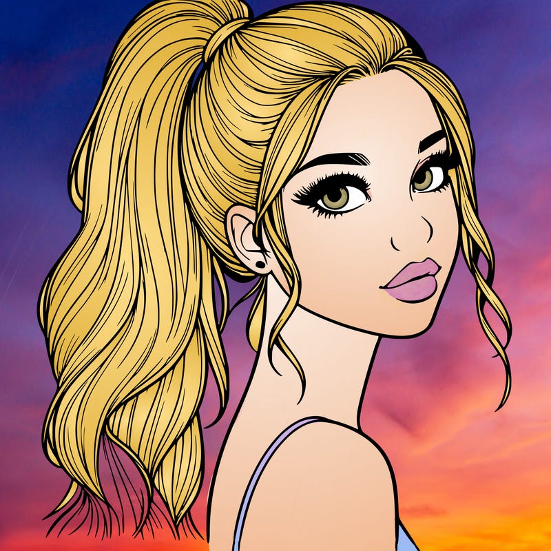 realistic pretty girl with high pony tail