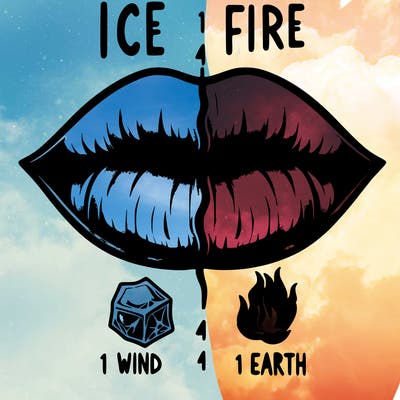 realistic lip split in fourth . 1 fourth ice 1 fire 1wind 1 earth