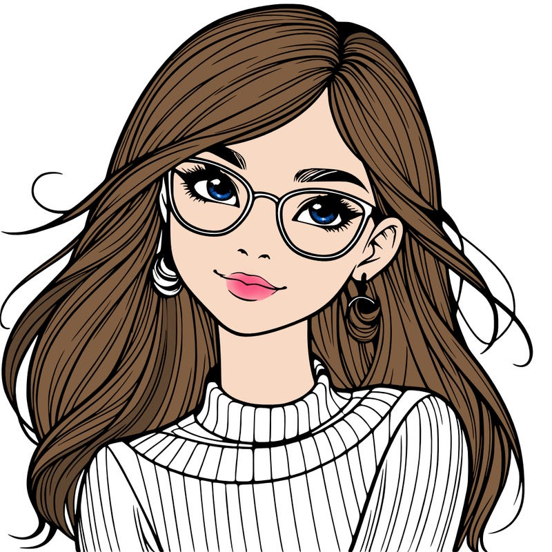 realistic girl with glasses