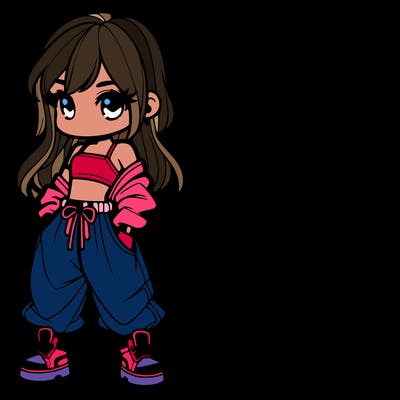 girl in crop top and baggy pants