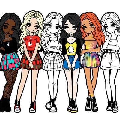 a group of girls realistic