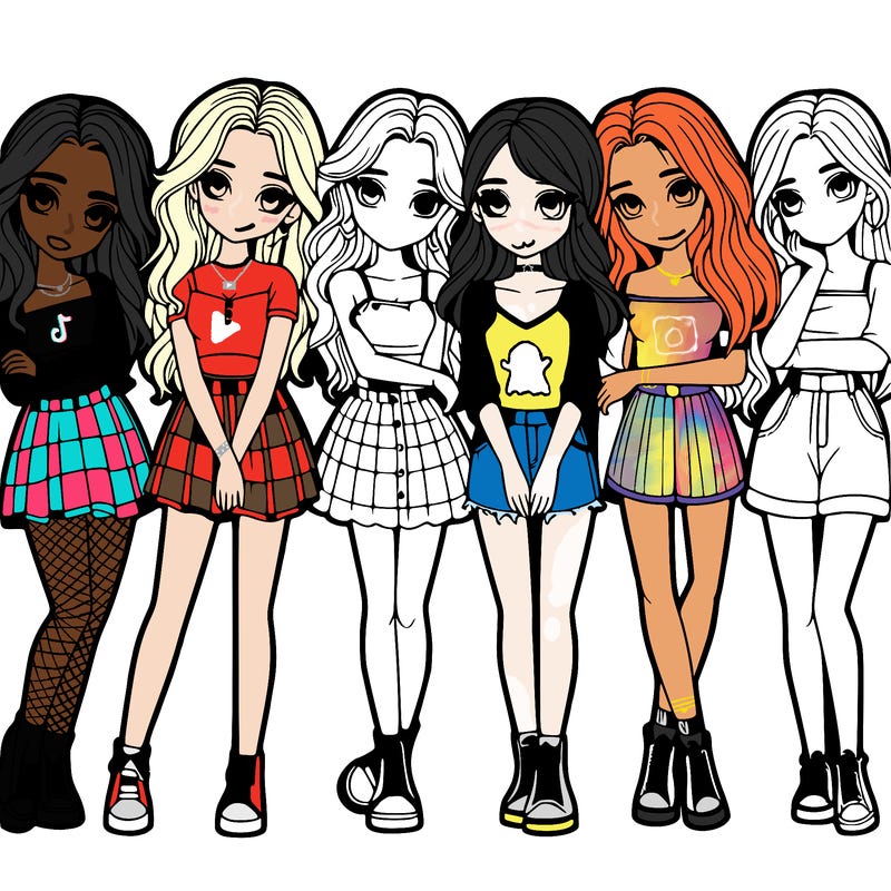 a group of girls realistic