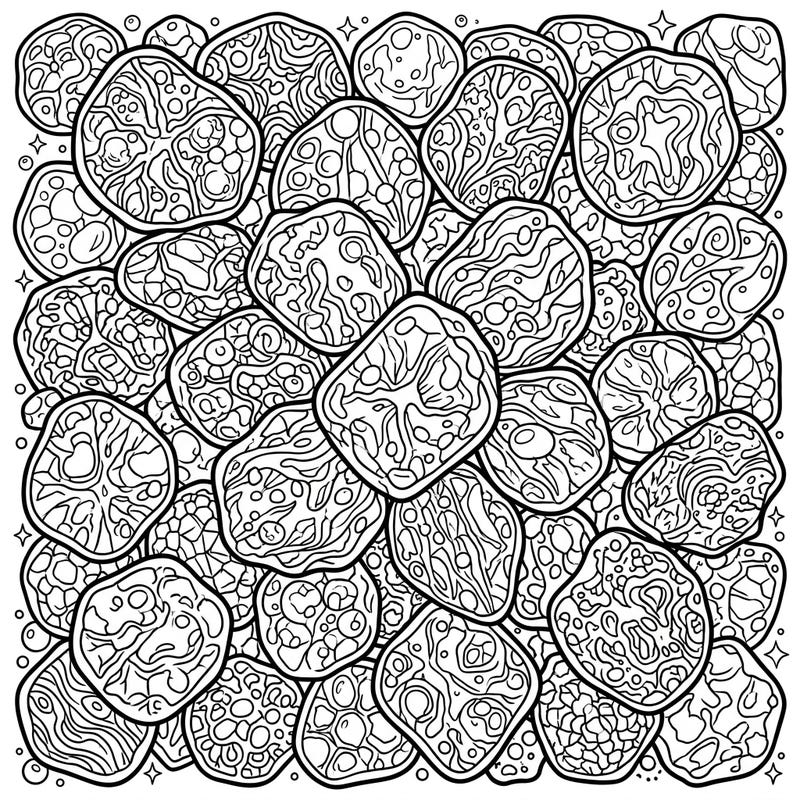 Discover a unique adult coloring experience with this intricate design featuring detailed opaque hailstones. Perfect for mindfulness and creative expression, this template offers a complex challenge for experienced colorists.