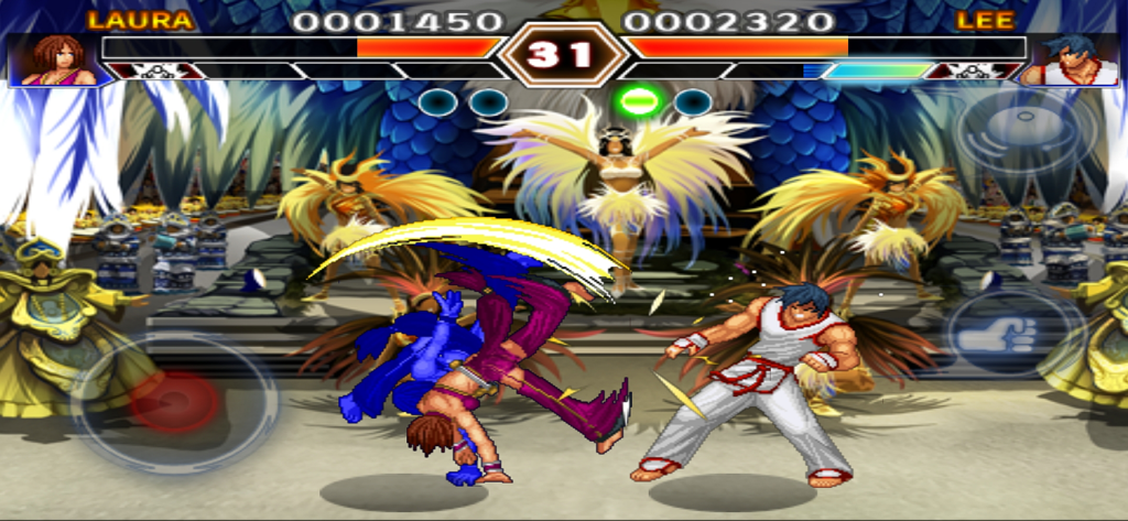 Kung Fu Do Fighting - A combat scene in Kung Fu Do Fighting between characters Laura and Lee in a Brazil themed stage