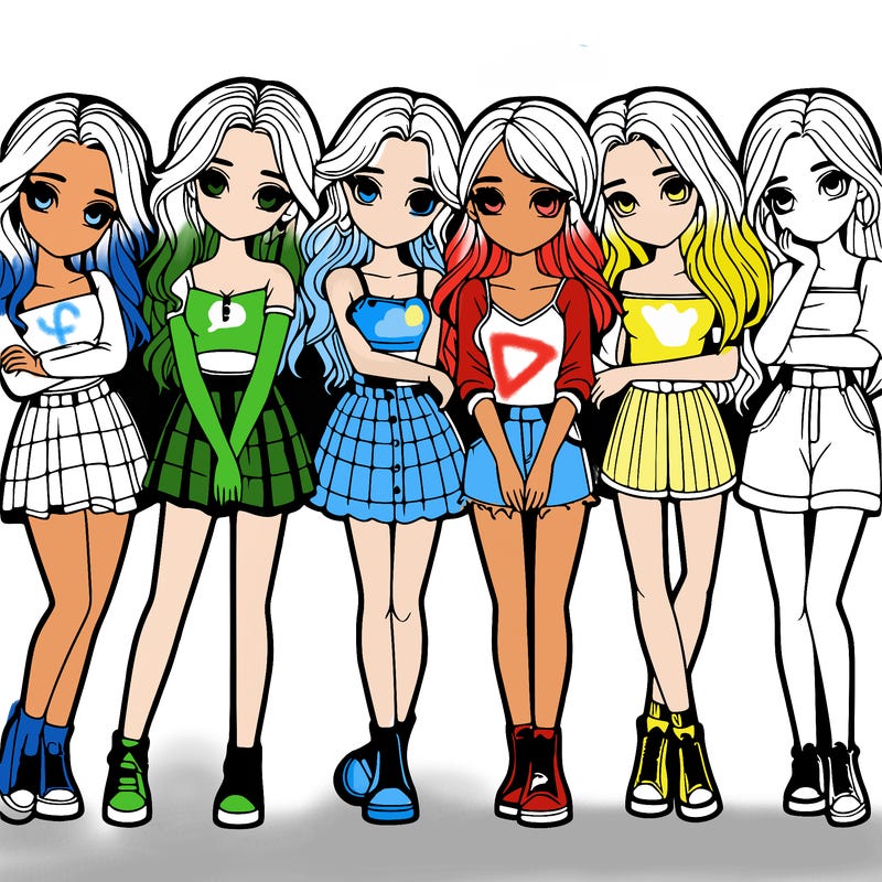a group of girls realistic