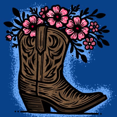 cowboy boot with flowers coming out the top